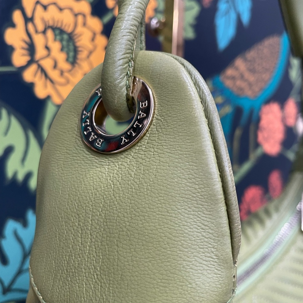 Bally Quilted Green Lambskin Suede-Lined Hobo Bag - Picture 8 of 17